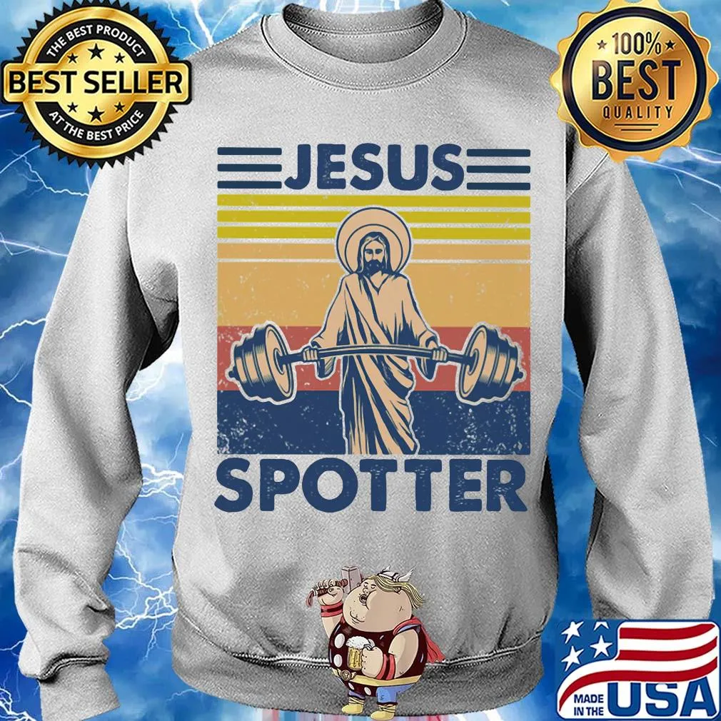 Jesus spotter weight lifting vintage retro s Sweater