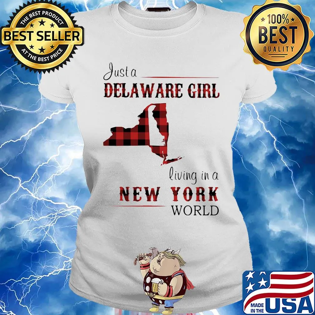 Just a delaware girl living in a new york world map s Ladies tee