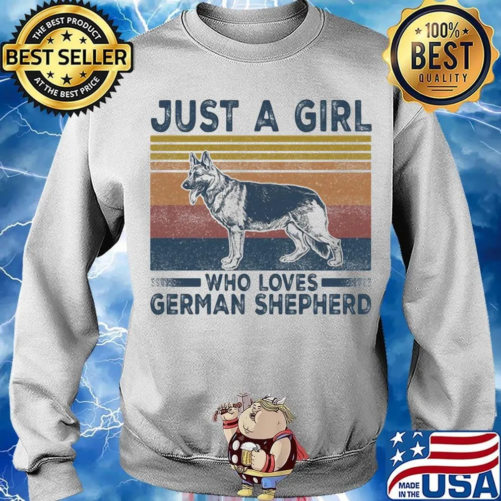 Just A Girt Who Loves German Shepherd Dog Vintage Retro Shirt Sweater