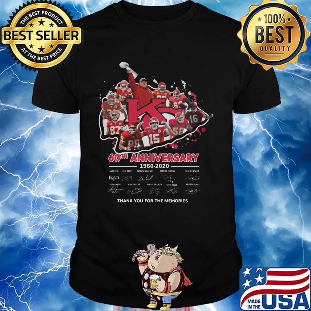Kansas city chiefs 60th anniversary 1960 2020 thank you for the memories signatures shirt