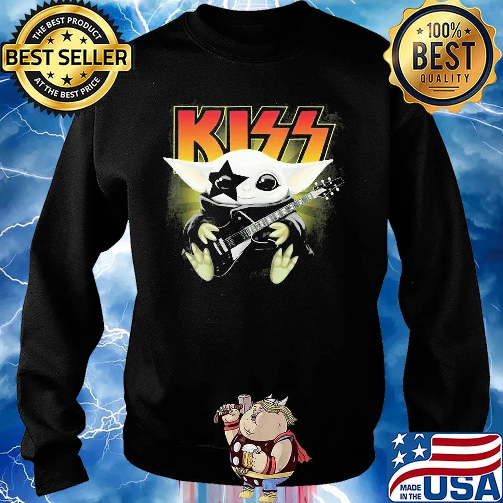 Kiss star wars baby yoda hug guitar s Sweater