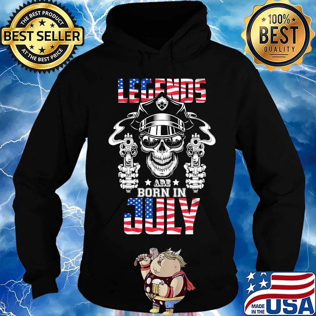 Legends born in July skull wear glasses gun American flag s Hoodie