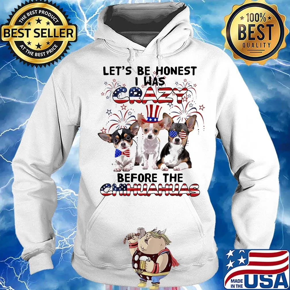 Let's be honest i was crazy before the chihuahuas firework american flag independence day s Hoodie