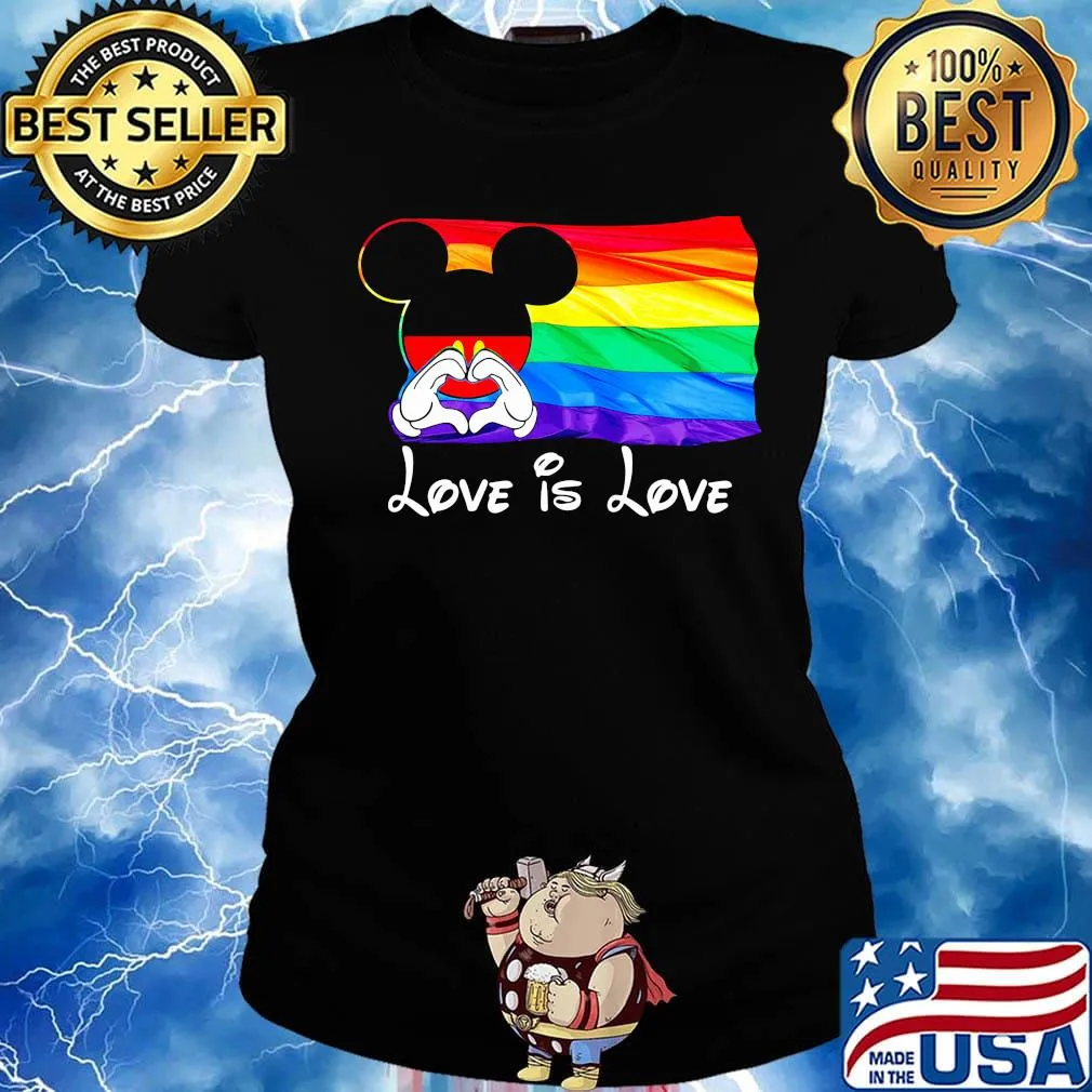 Lgbt flag mickey mouse love is love s Ladies tee
