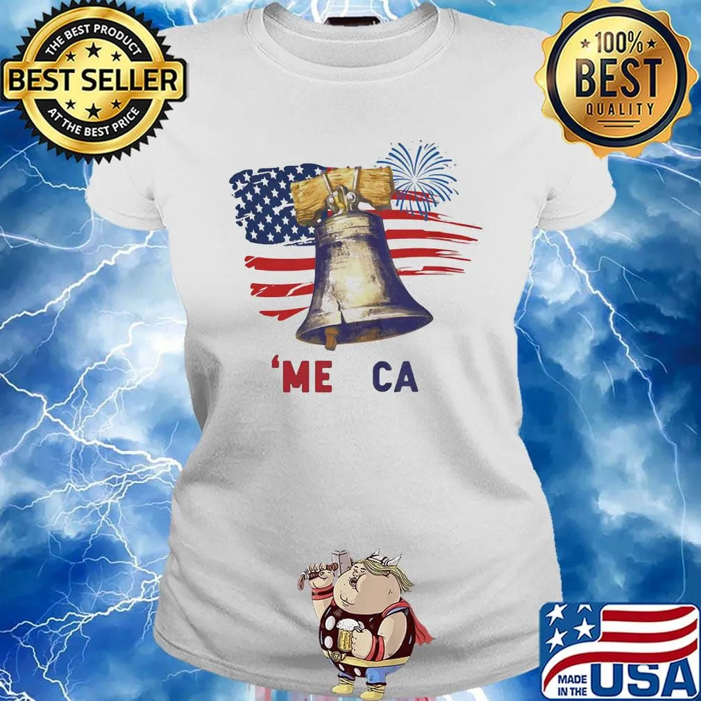 Liberty Bell Merica 4th Of July American Flag Independence Day Shirt Ladies tee