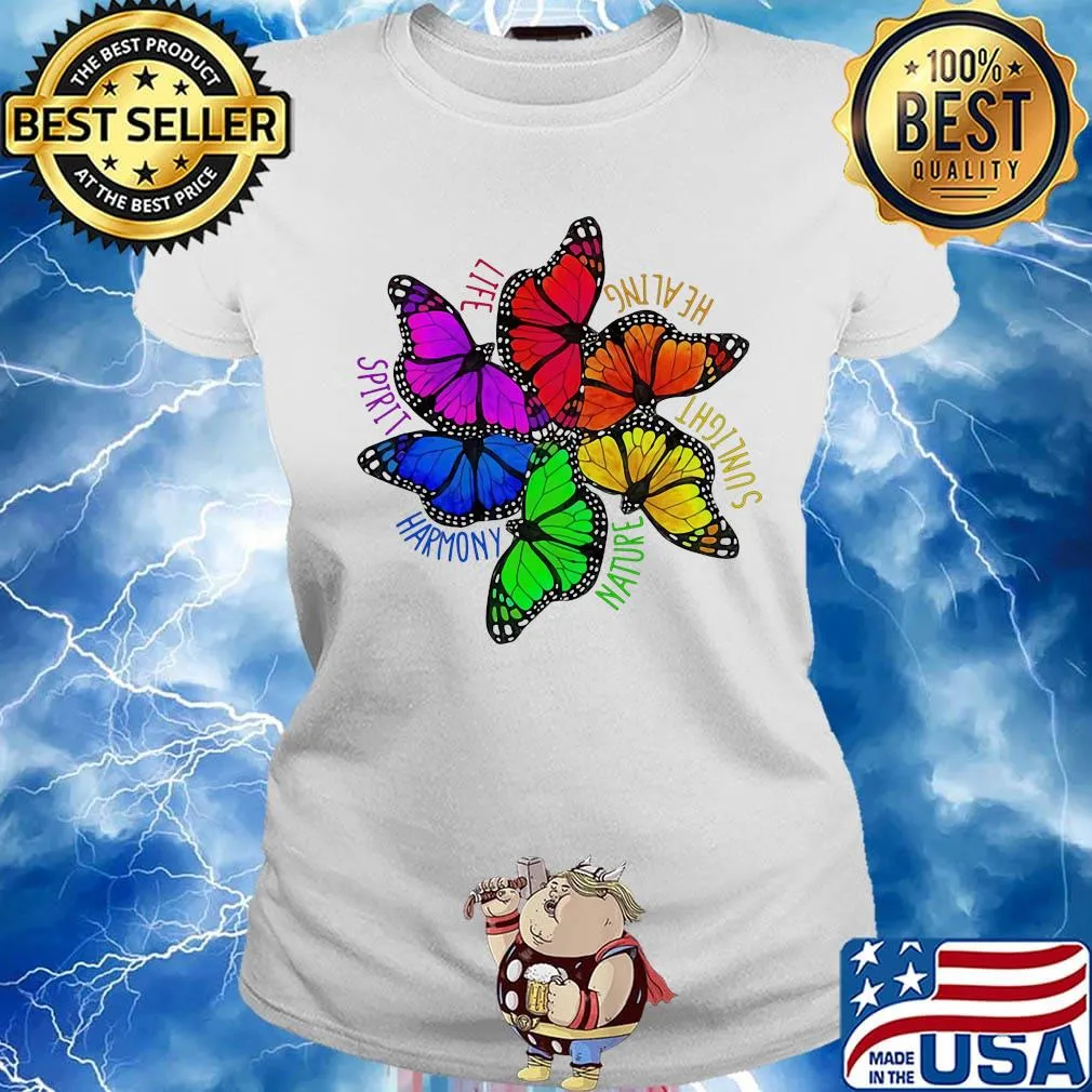 Life Healing Sunlight Nature Harmony Spirit Butterfly Shirt Ladies tee