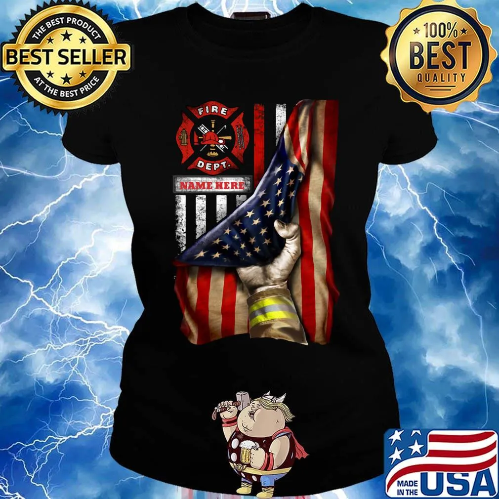 Logo Fire Dept Black Lives Matter American Flag Independence Day Shirt Ladies tee