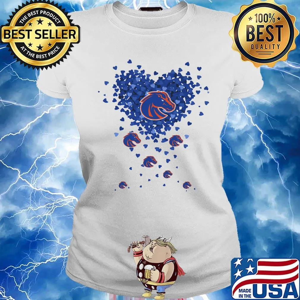 Love boise state broncos logo hearts s Ladies tee