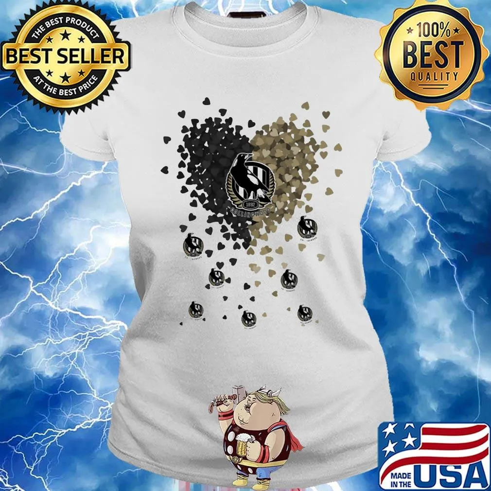 Love collingwood magpies logo hearts s Ladies tee