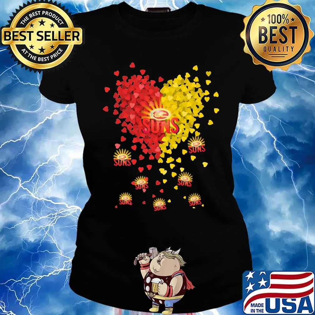 Love gold coast suns logo hearts light s Ladies tee