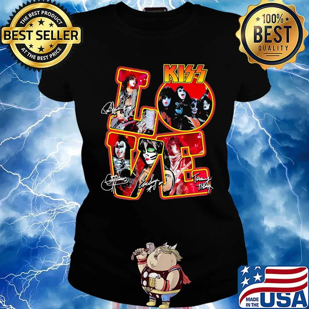 Love kiss band member signatures s Ladies tee
