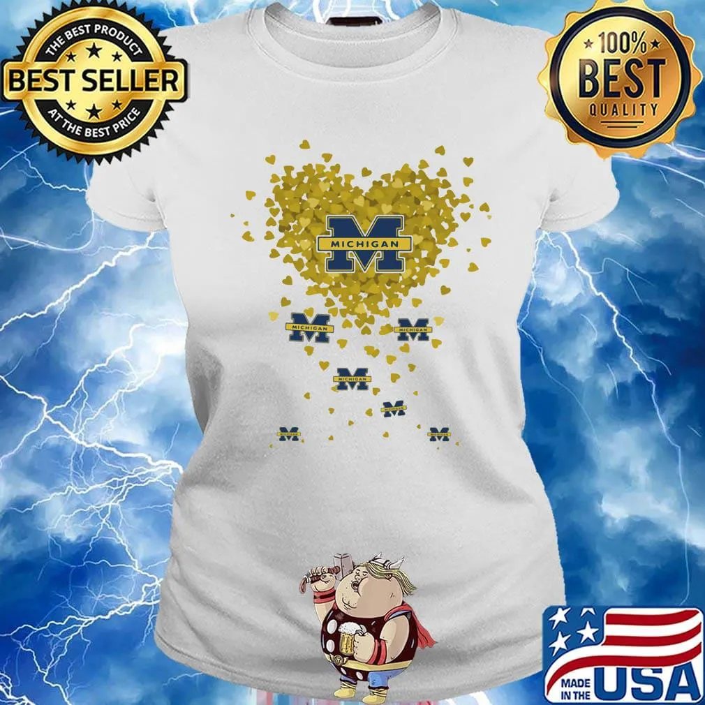 Love michigan wolverines logo hearts s Ladies tee