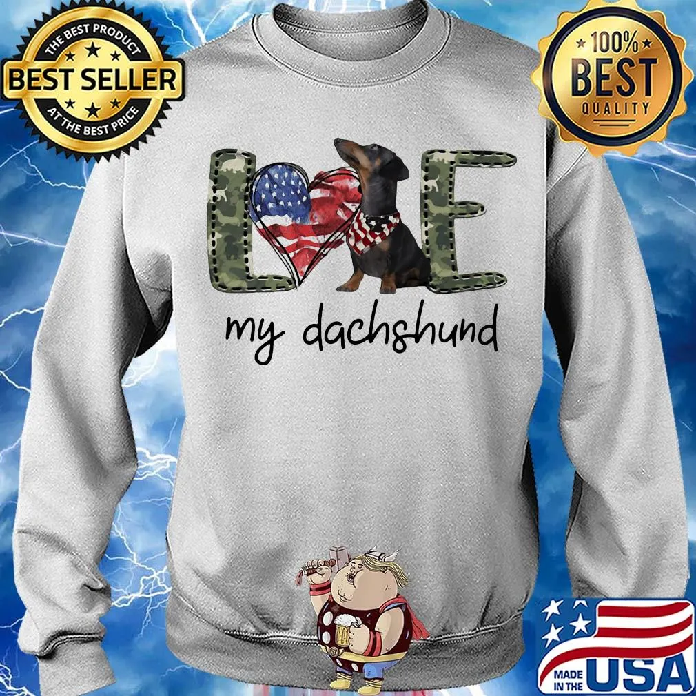 Love my dachshund heart American flag veteran Independence day s Sweater