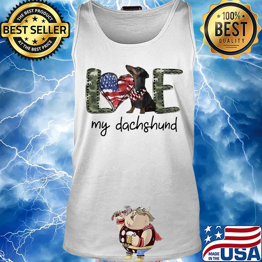 Love my dachshund heart American flag veteran Independence day s Tank top
