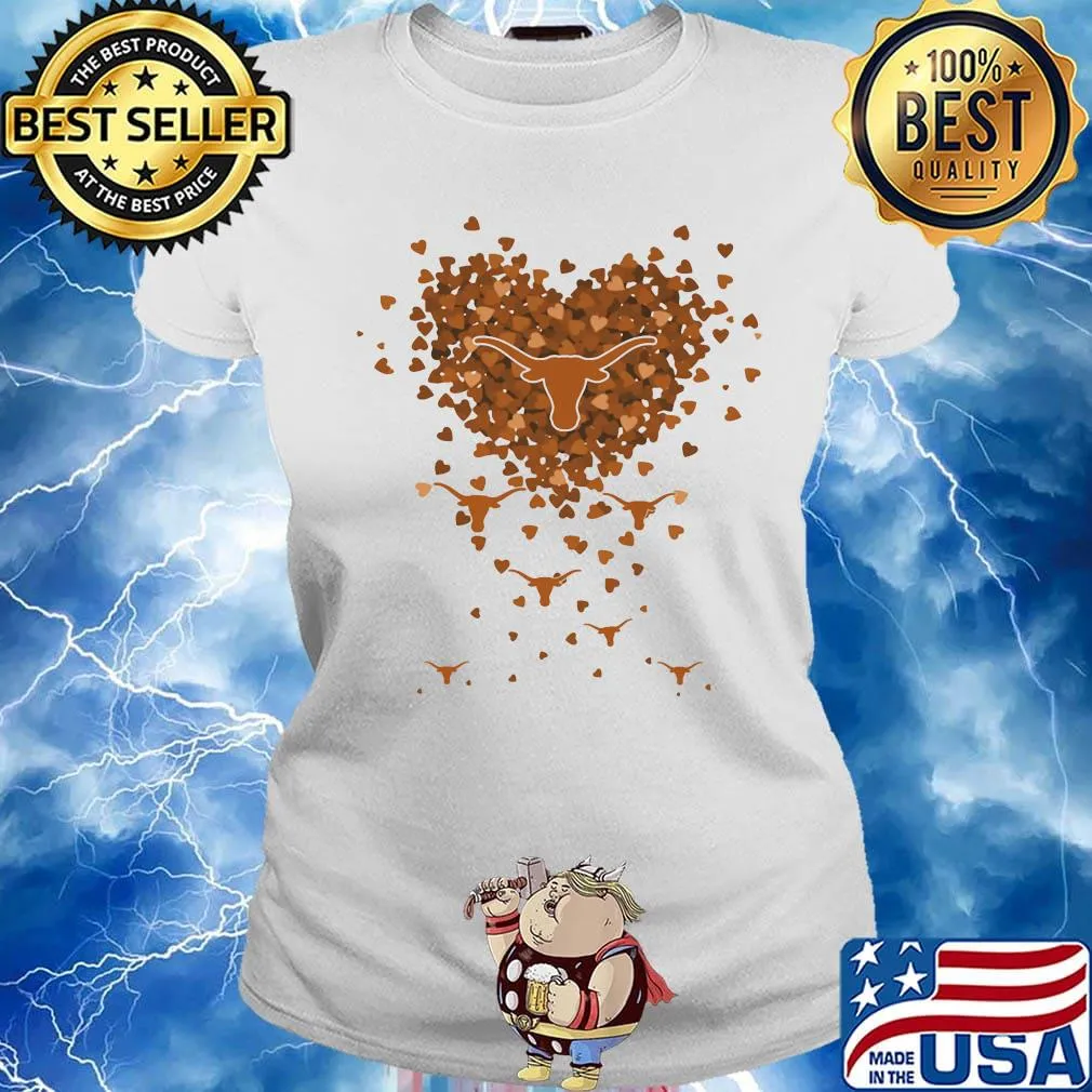 Love texas longhorns logo hearts s Ladies tee