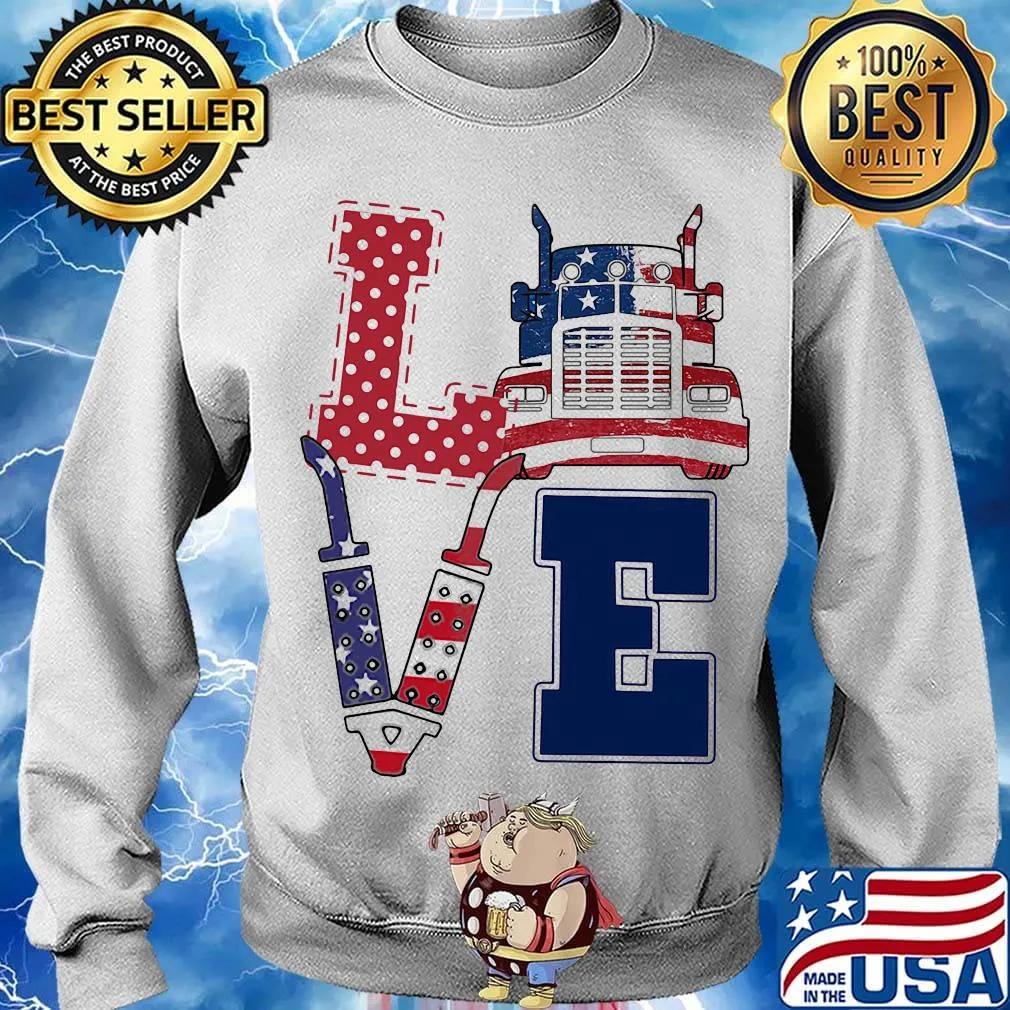 Love trucker american flag independence day s Sweater