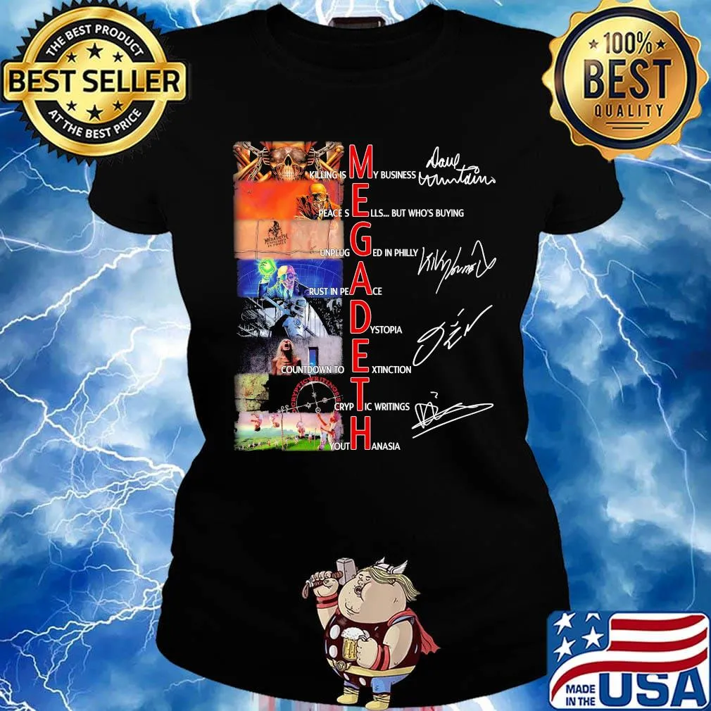 Megadeth band members signatures s Ladies tee