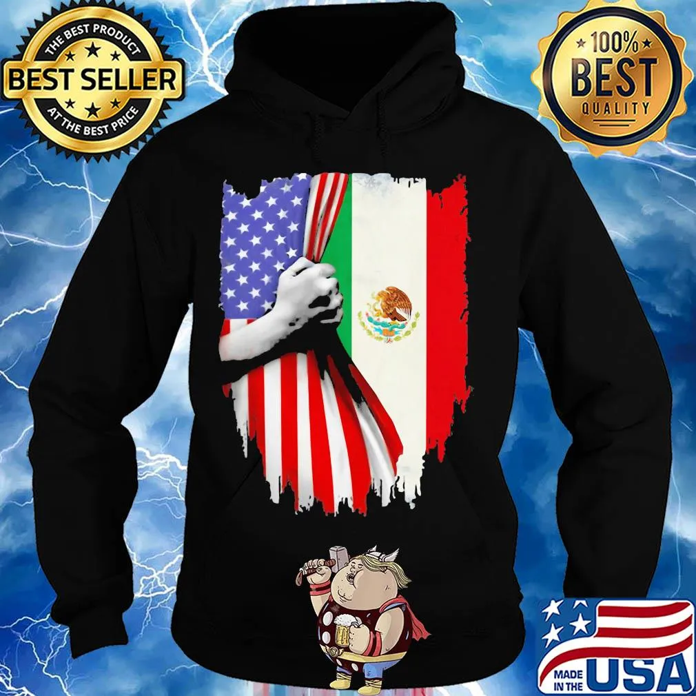 Mexican flag and American flag veteran Independence day hand s Hoodie