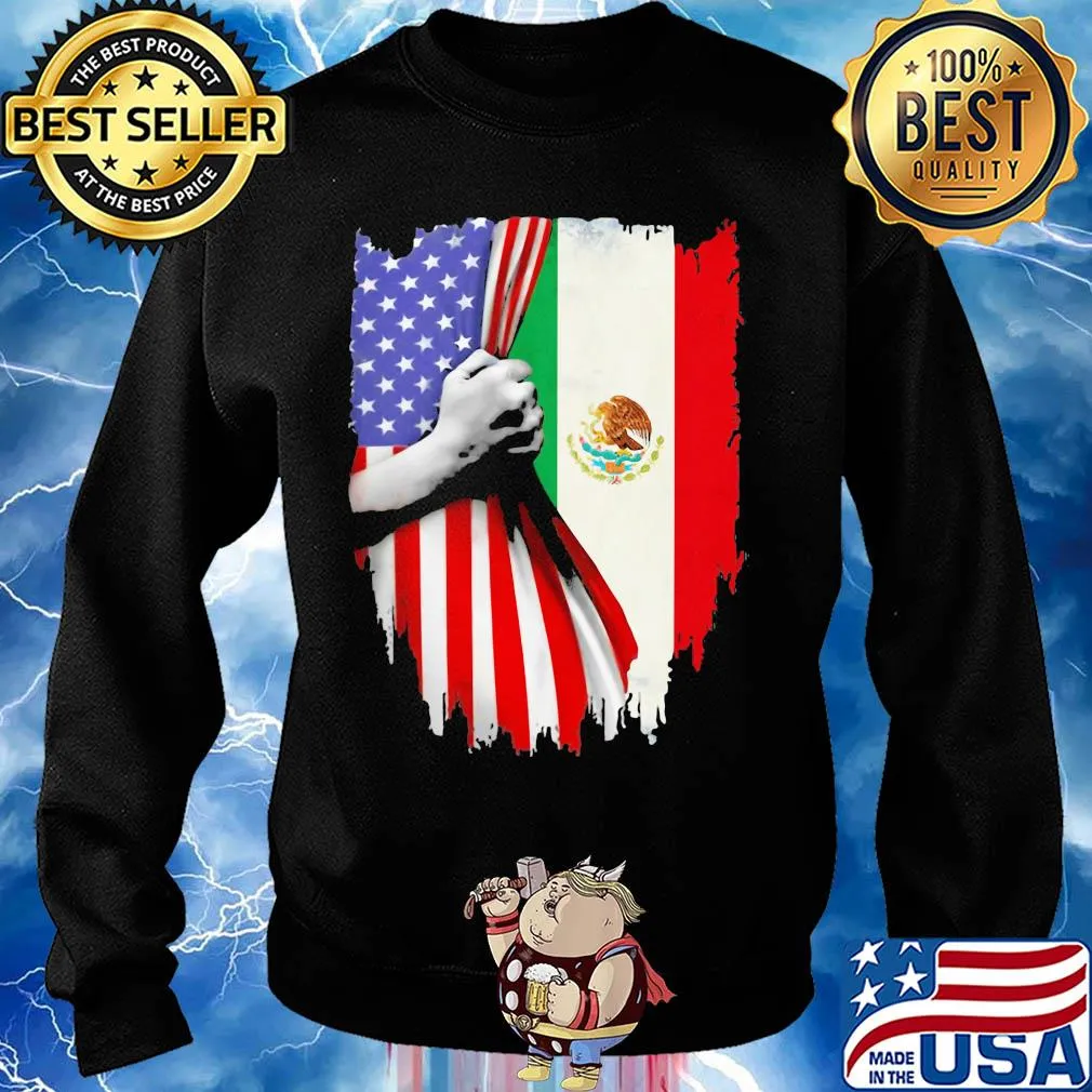 Mexican flag and American flag veteran Independence day hand s Sweater