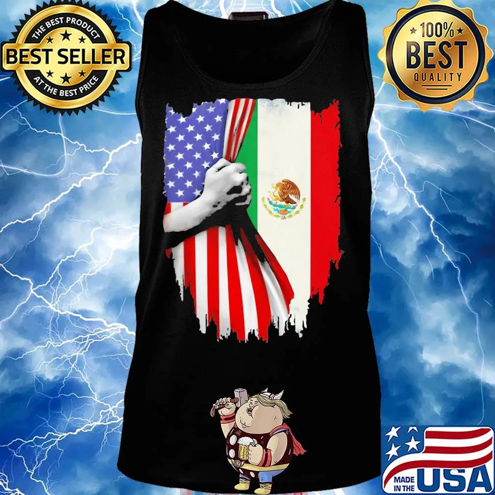 Mexican flag and American flag veteran Independence day hand s Tank top