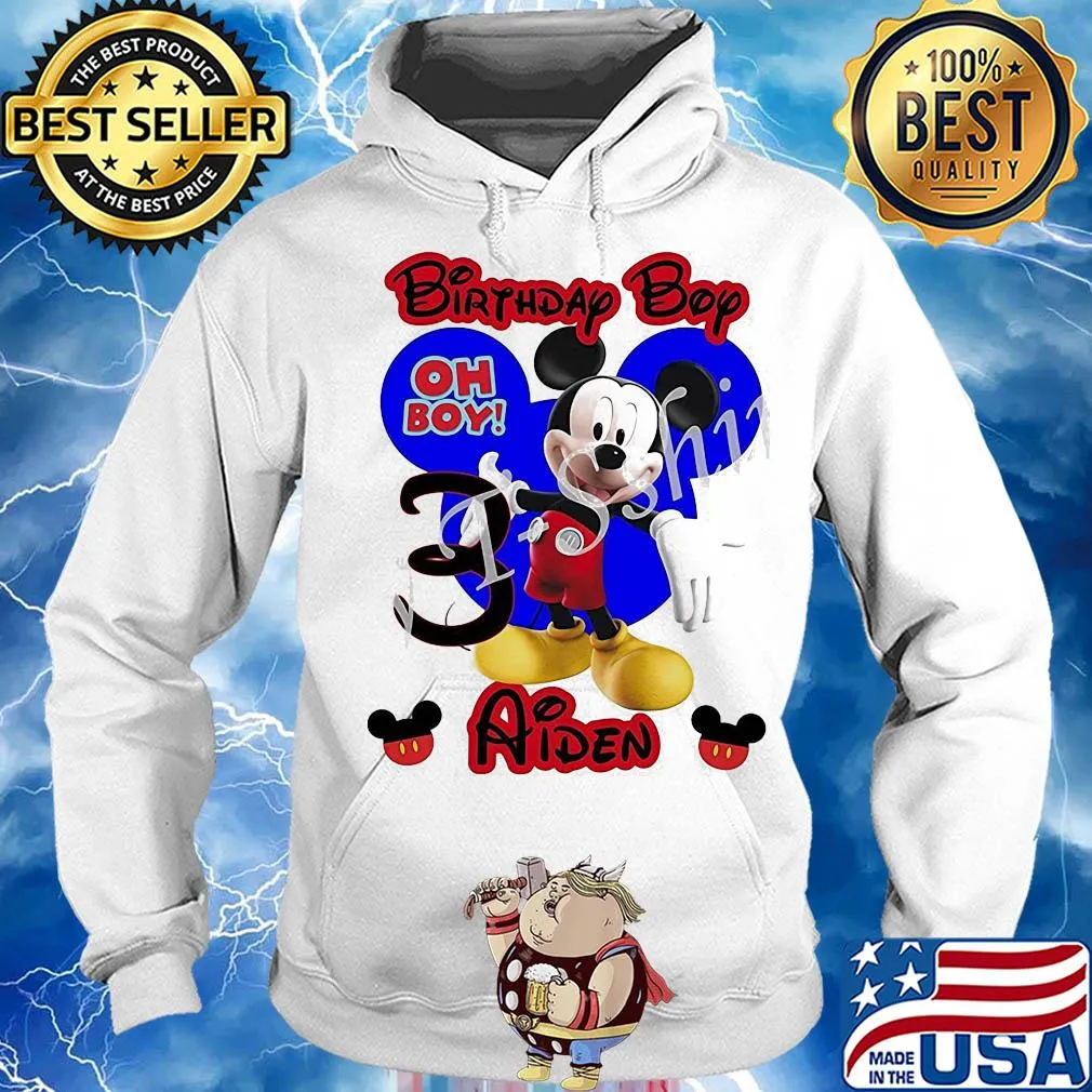 Mickey mouse birthday boy oh boy 3 aiden s Hoodie