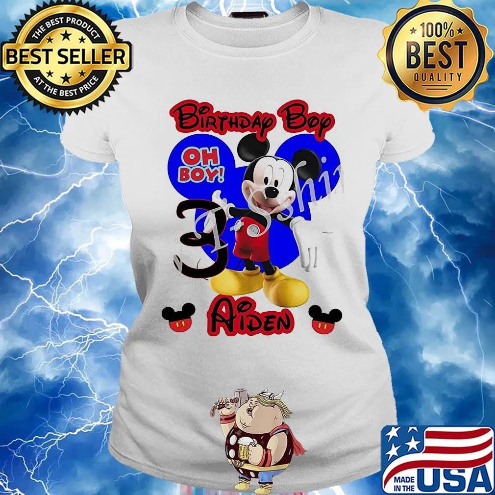 Mickey mouse birthday boy oh boy 3 aiden s Ladies tee