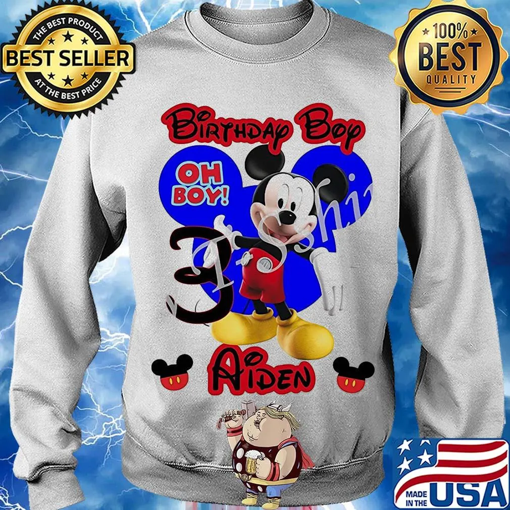 Mickey mouse birthday boy oh boy 3 aiden s Sweater
