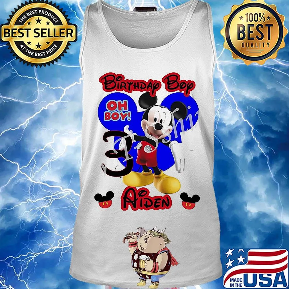Mickey mouse birthday boy oh boy 3 aiden s Tank top
