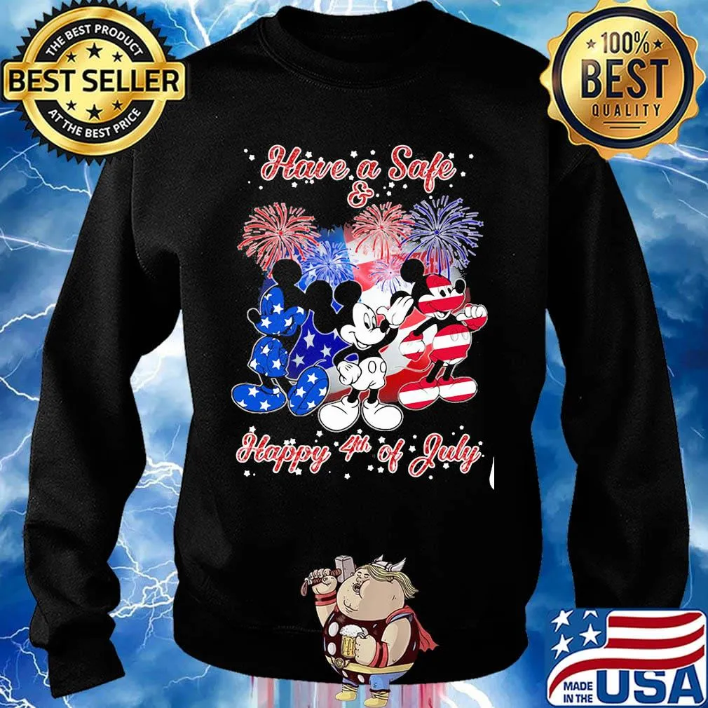 Mickey mouse firework american flag have a safe and happy 4th of july independence day s Sweater