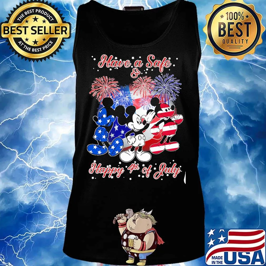 Mickey mouse firework american flag have a safe and happy 4th of july independence day s Tank top