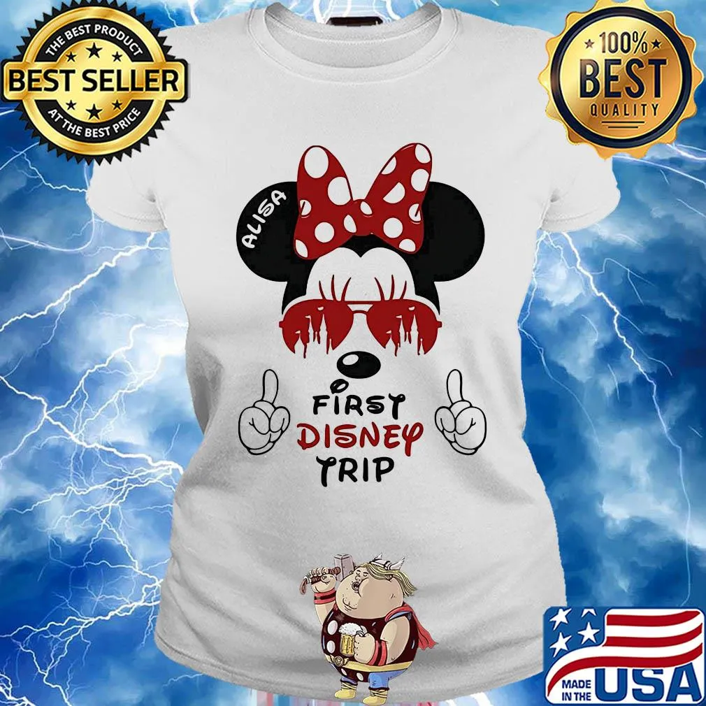 My first disney trip minnie mouse avaitors s Ladies tee
