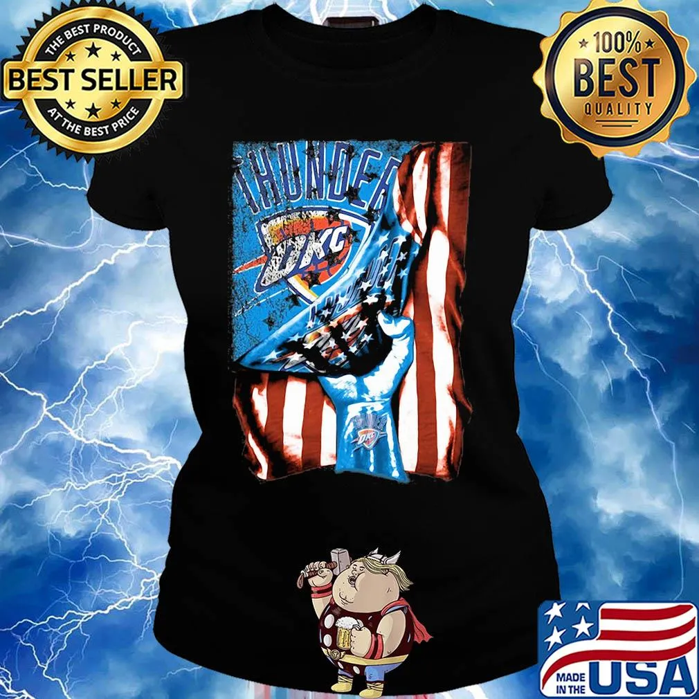 Oklahoma city thunder american flag independence day s Ladies tee