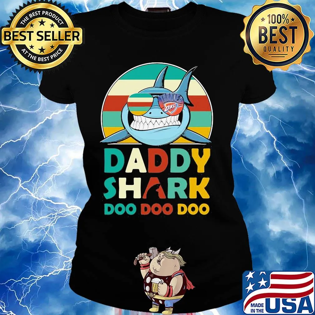 Oklahoma city thunder daddy shark doo doo doo vintage s Ladies tee