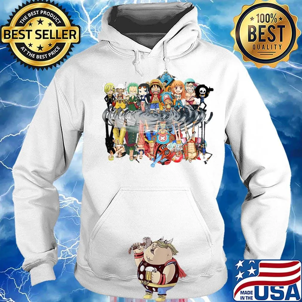 One piece cartoon chibi characters water reflection s Hoodie