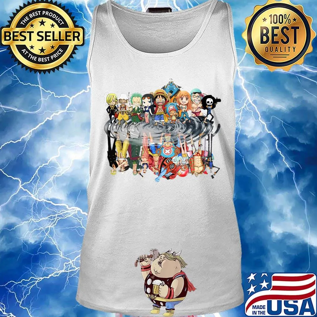One piece cartoon chibi characters water reflection s Tank top