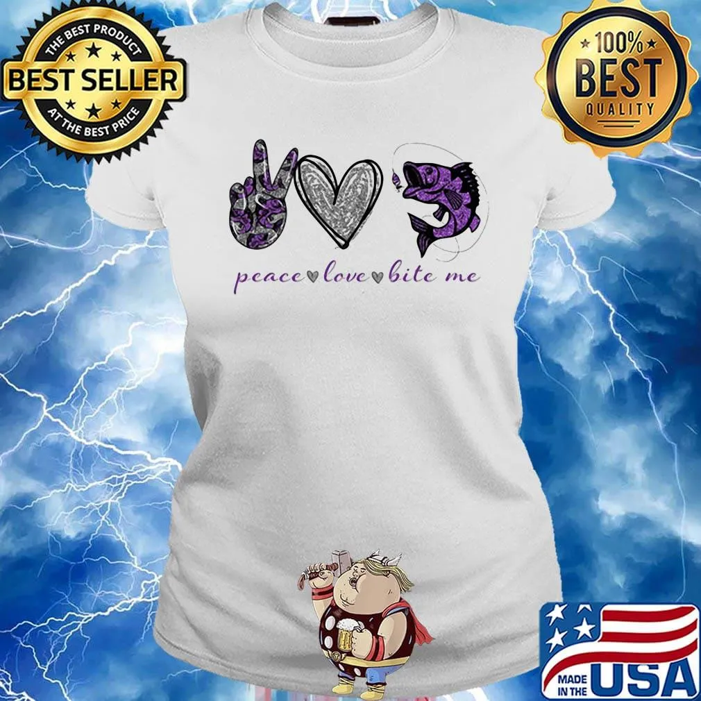 Peace love bite me fishing s Ladies tee