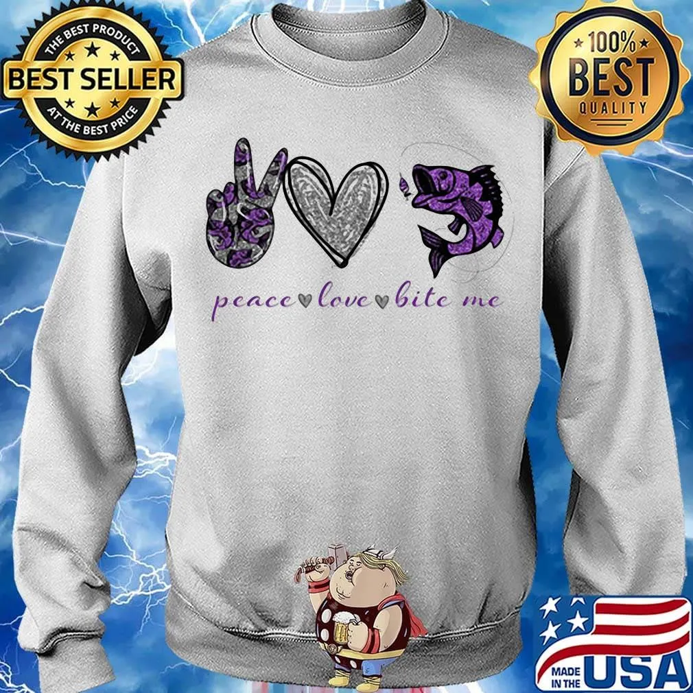 Peace love bite me fishing s Sweater