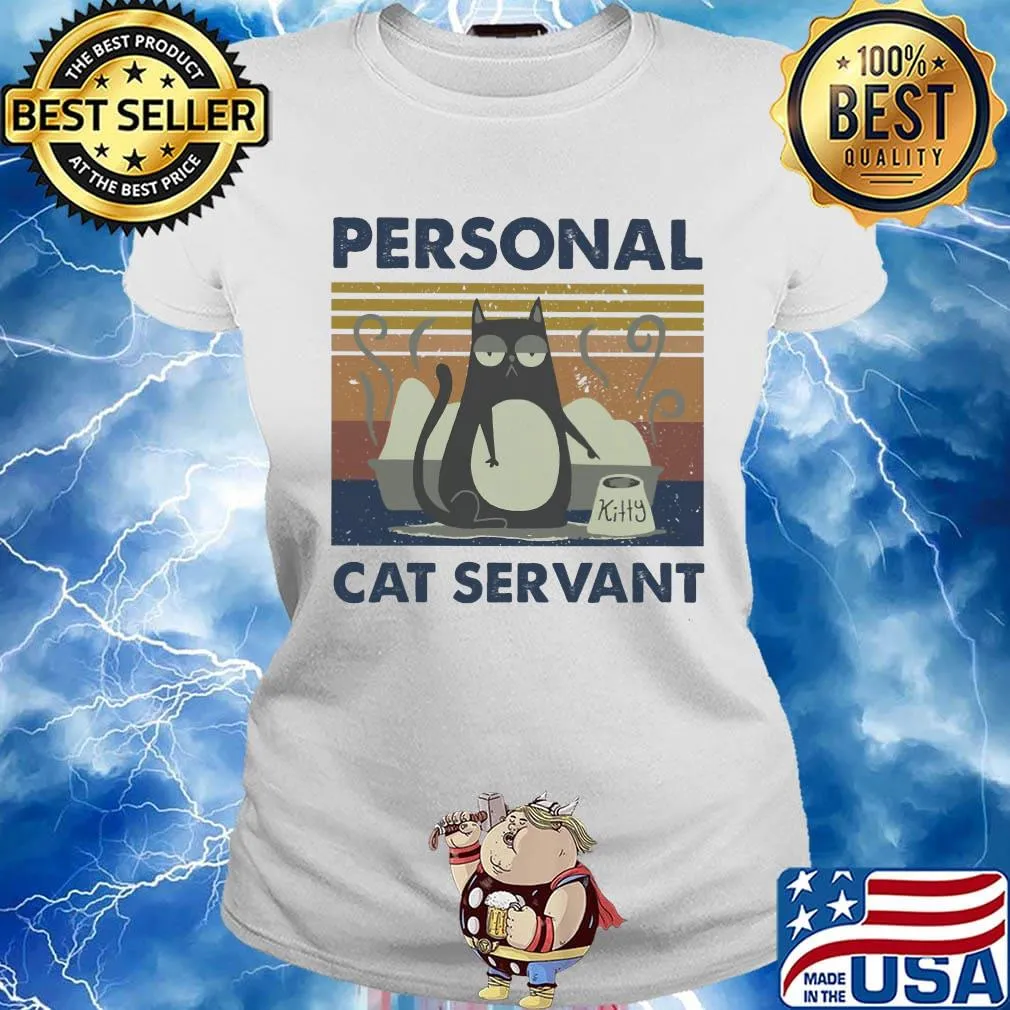 Personal cat servant kitty vintage retro s Ladies tee