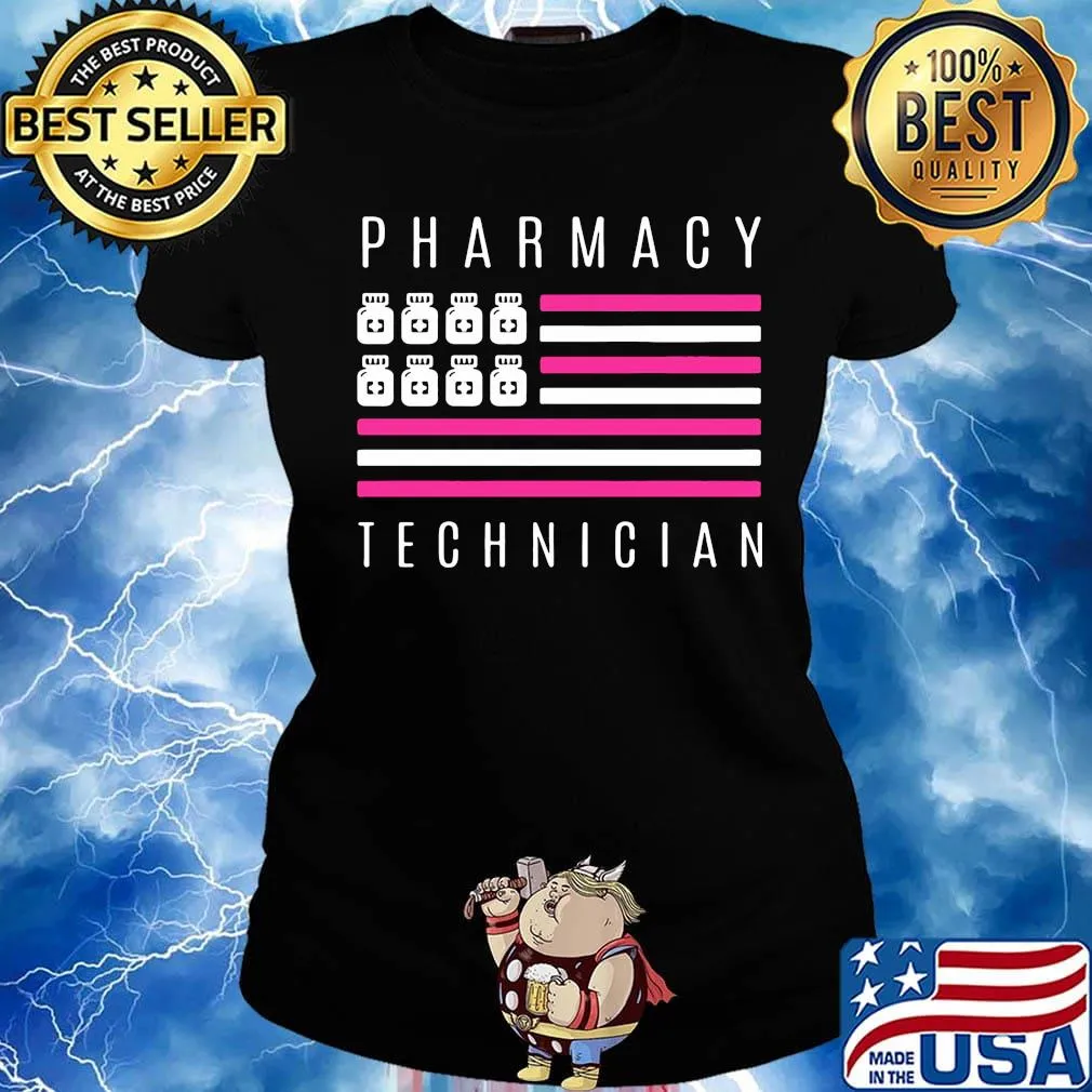 Pharmacy technician american flag s Ladies tee