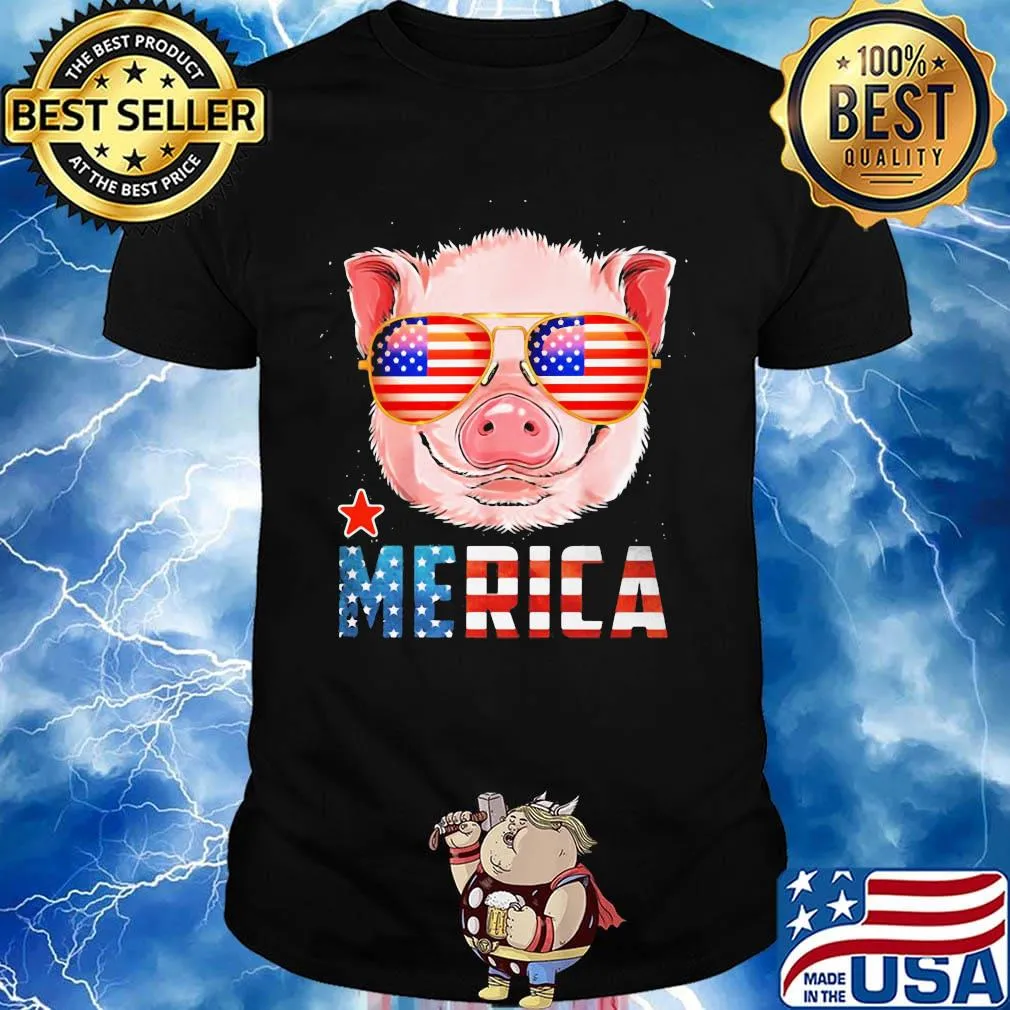 Pig Cute Merica American Flag Star Shirt