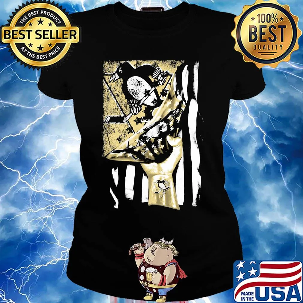 Pittsburgh penguins american flag independence day s Ladies tee