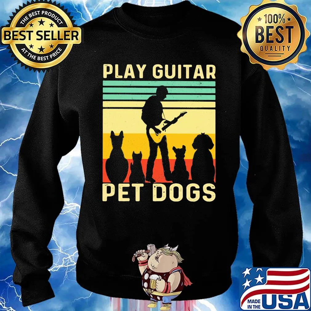 Play guitar pet dogs vintage retro s Sweater