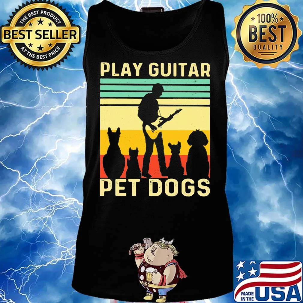 Play guitar pet dogs vintage retro s Tank top