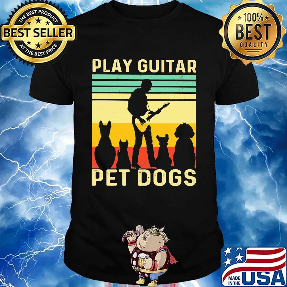 Play guitar pet dogs vintage retro shirt