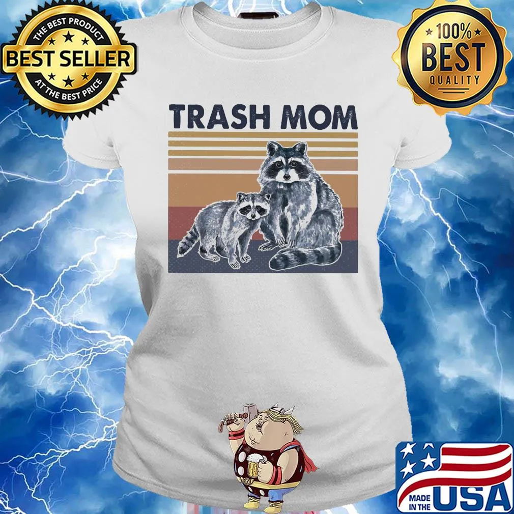 Raccoon trash mom vintage retro s Ladies tee