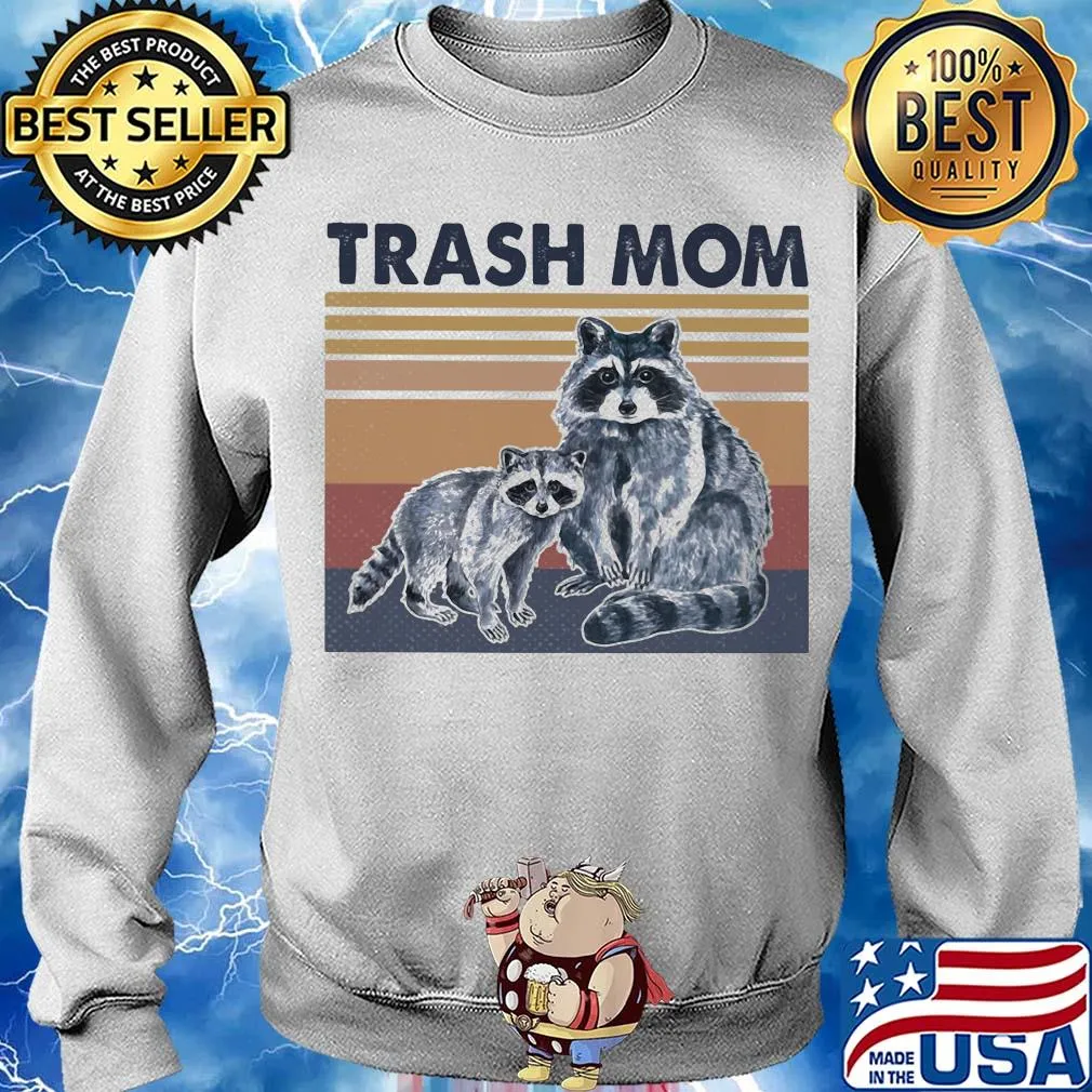 Raccoon trash mom vintage retro s Sweater