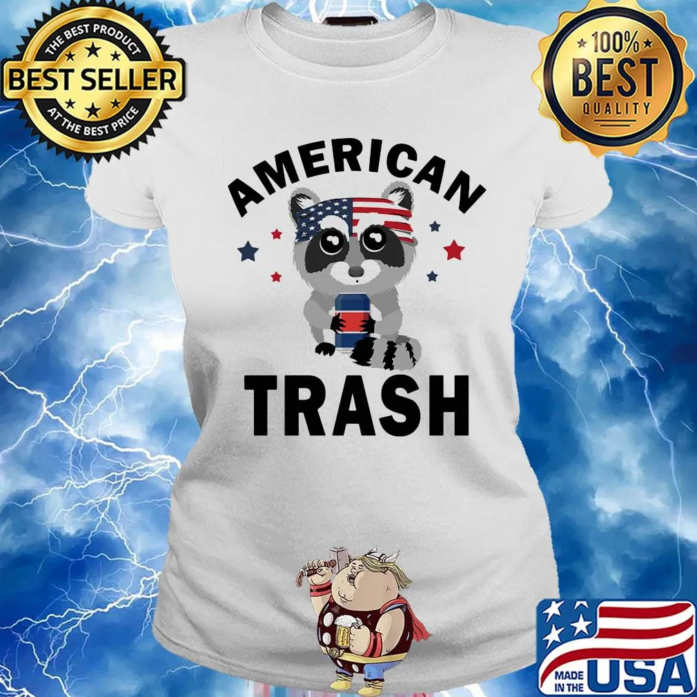 Racoon American trash flag veteran Independence day s Ladies tee