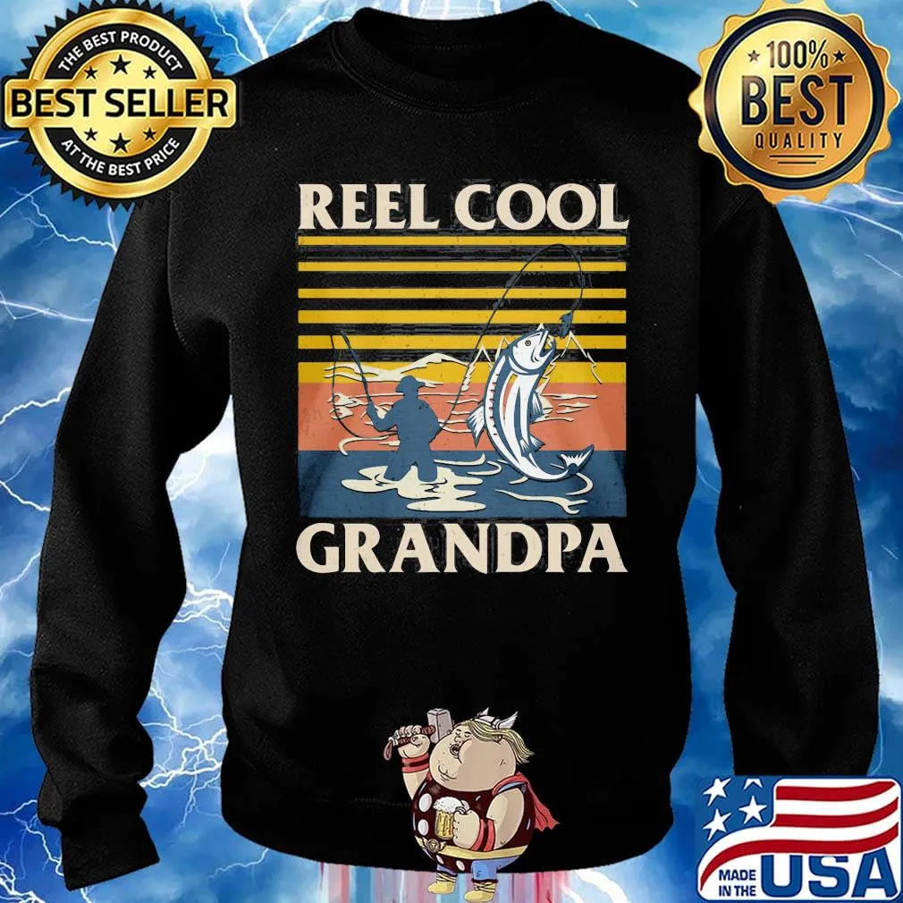 Reel Cool Grandpa Fishing Vintage Retro Shirt Sweater