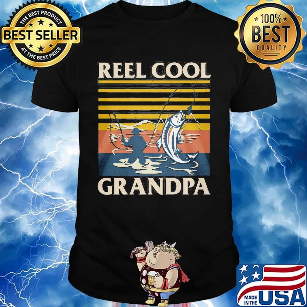 Reel Cool Grandpa Fishing Vintage Retro Shirt