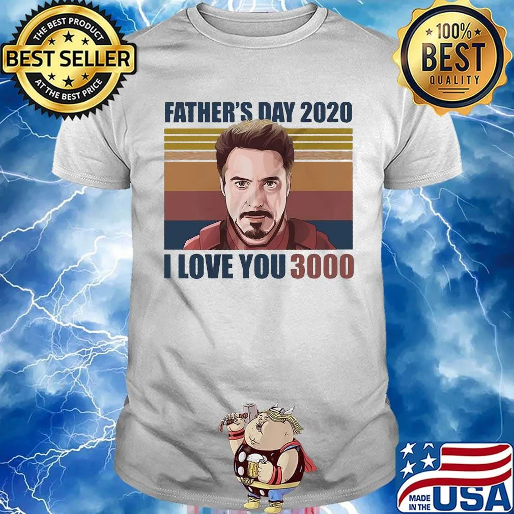 Robert downey jr iron man father's day 2020 i love you 3000 vintage retro shirt